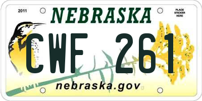 NE license plate CWF261