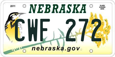 NE license plate CWF272