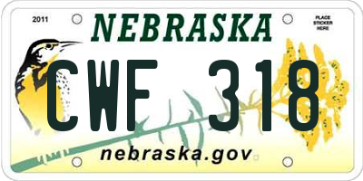 NE license plate CWF318