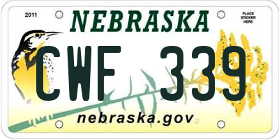 NE license plate CWF339