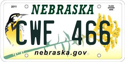 NE license plate CWF466