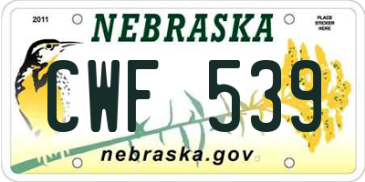 NE license plate CWF539