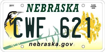 NE license plate CWF621