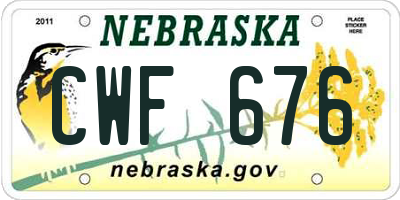 NE license plate CWF676