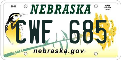 NE license plate CWF685