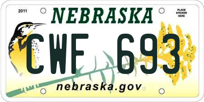 NE license plate CWF693