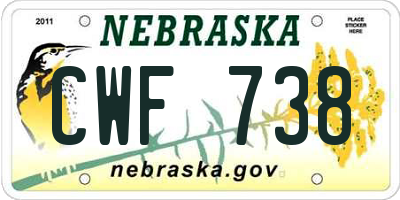 NE license plate CWF738