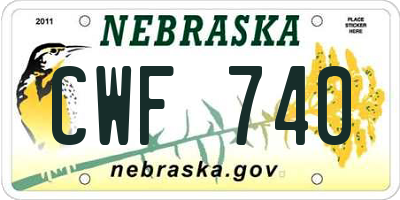 NE license plate CWF740