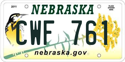 NE license plate CWF761