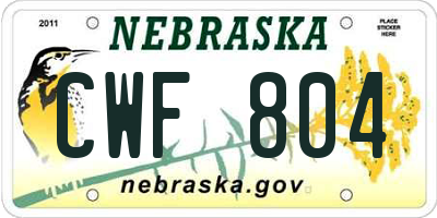 NE license plate CWF804