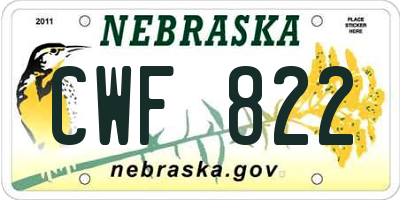 NE license plate CWF822