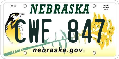 NE license plate CWF847