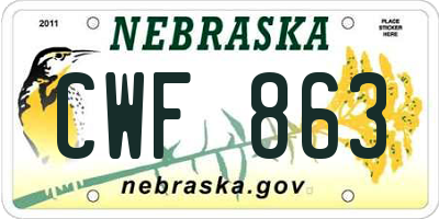 NE license plate CWF863