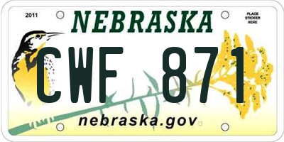 NE license plate CWF871