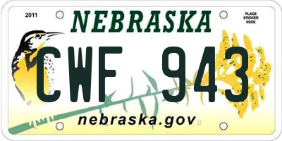 NE license plate CWF943