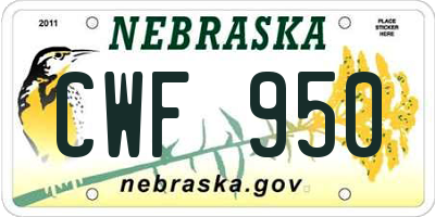 NE license plate CWF950