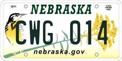 NE license plate CWG014