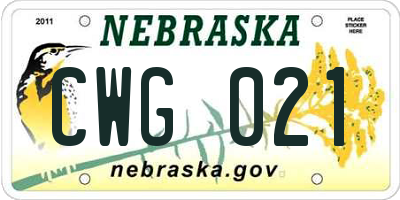NE license plate CWG021