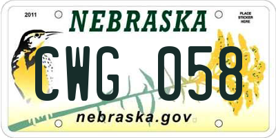 NE license plate CWG058