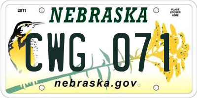 NE license plate CWG071