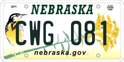 NE license plate CWG081