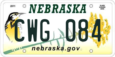 NE license plate CWG084