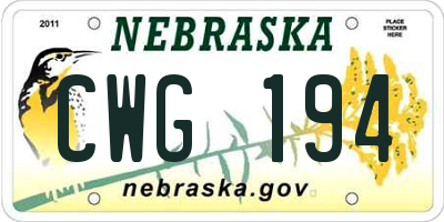 NE license plate CWG194