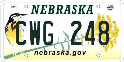 NE license plate CWG248