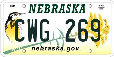 NE license plate CWG269