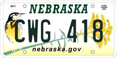 NE license plate CWG418