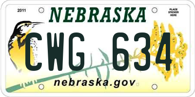 NE license plate CWG634