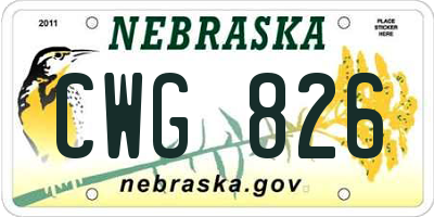 NE license plate CWG826