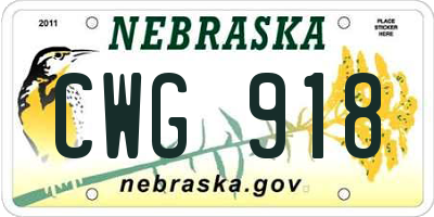NE license plate CWG918