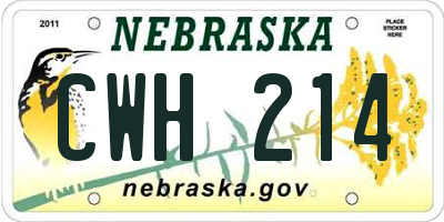 NE license plate CWH214