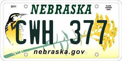 NE license plate CWH377