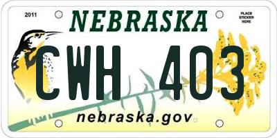 NE license plate CWH403