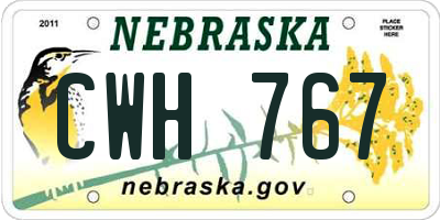 NE license plate CWH767