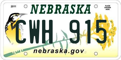 NE license plate CWH915