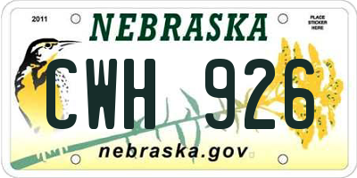 NE license plate CWH926