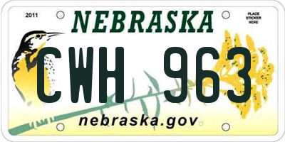 NE license plate CWH963