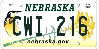 NE license plate CWI216
