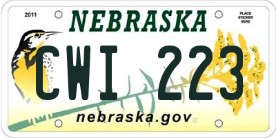 NE license plate CWI223