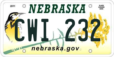 NE license plate CWI232