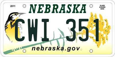 NE license plate CWI351