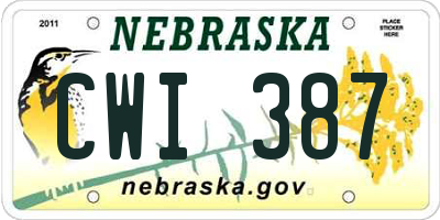 NE license plate CWI387