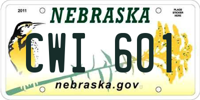 NE license plate CWI601