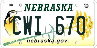NE license plate CWI670