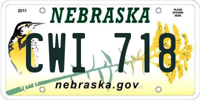 NE license plate CWI718