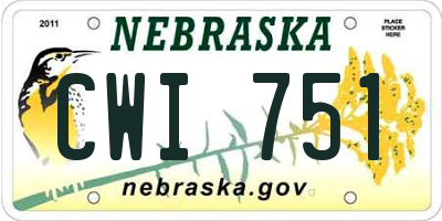 NE license plate CWI751