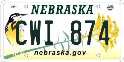 NE license plate CWI874